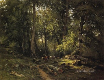 Iván Ivánovich Shishkin Painting - manada en el bosque 1864 paisaje clásico Ivan Ivanovich